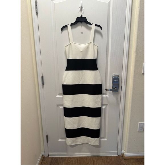 CURAAE ELLE CREPE KNIT MAXI DRESS in White & Black Cocktail Size S NWT - Picture 3 of 6